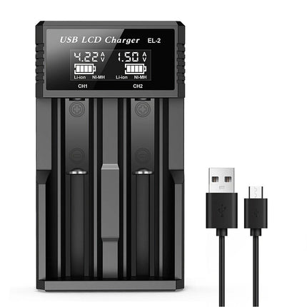 18650 Battery Charger 2 Bay Battery Charger LCD Display For Rechargeable Battery