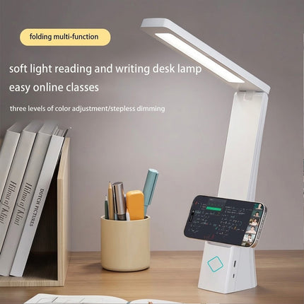 LED Desk Lamp USB Rechargeable Dimmable Study Reading Bedside Table Light