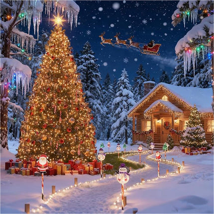 6PCS Solar Star Snowflake Lawn Stake Lights for Christmas Outdoor Yard Decor
