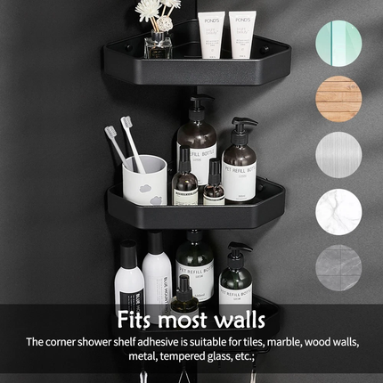 3x Corner Bathroom Kitchen Shelving Organizer Steel Bathroom Rack Towel Holder