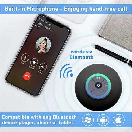 Portable LED Waterproof Wireless Bluetooth Speaker for Shower Bathroom Subwoofer