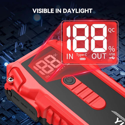 7000A Car Jump Starter Pack Power Bank LED LCD Battery High Booster Charger