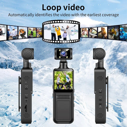 4K Handheld Action Camera with 180° Rotatable Lens, WiFi and 64GB Memory Card