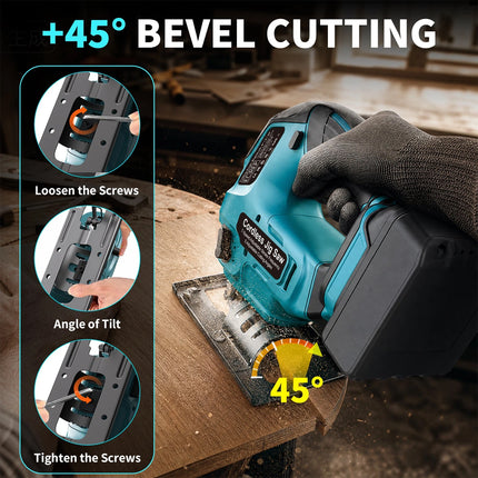 Brushless Cordless Jigsaw Woodworking Cutting Tool Compatible with Makita 18V Battery