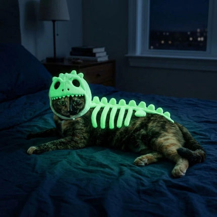 1pc Halloween Pet Dinosaur Skeleton Plush, 3D Spinosaurus Dinosaur Skeleton Costume
