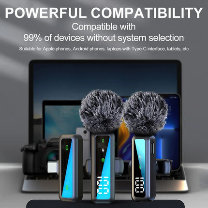 Wireless Lavalier Microphone For Phone Android iPhone Vlog Live Stream Mini Mic