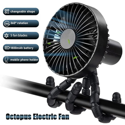 Portable Handheld Cooling Fan Flexible Tripod Clip Desk Bike Adjustable