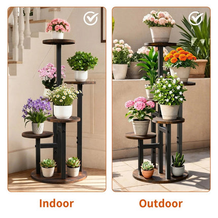 Vertical Plant Stand Indoor Flower Pots Holder Wood Outdoor Tiered Plant Shelf