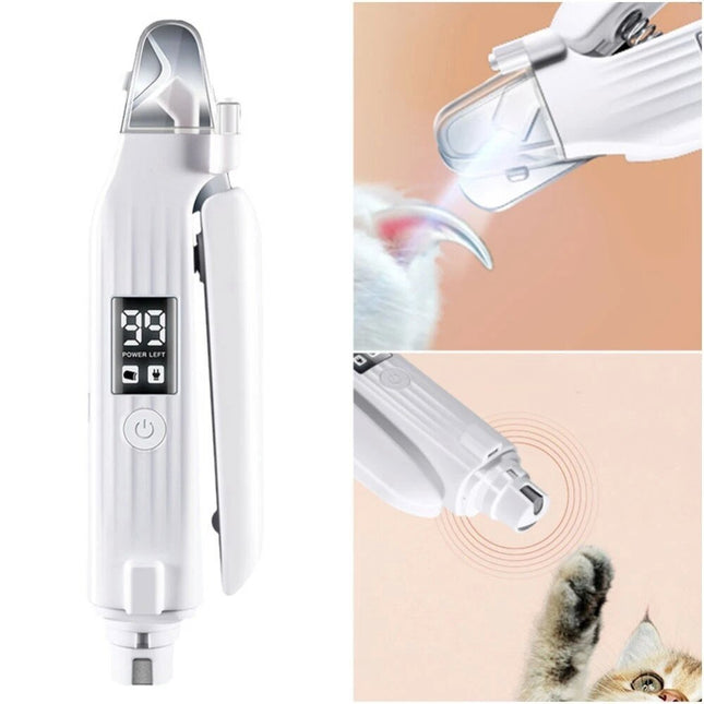 2in1 Electric Pet Dog Nail Grinder and Clipper Toenail Clippers&LED Lights