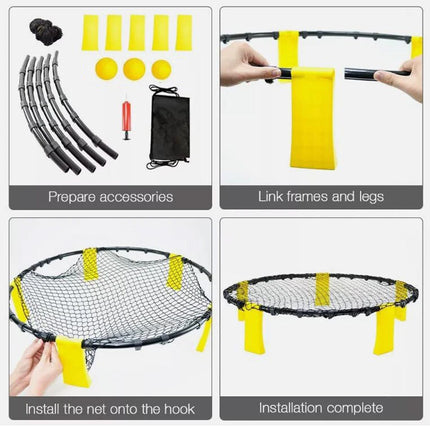 Outdoor Team Roundnet Game Set Beach Ball Games with Carrying Bag 3Balls Durable