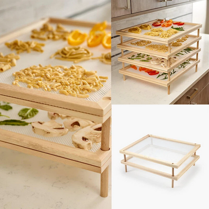 Stackable Wooden Pasta Herb Drying Rack Plant Drying Net Food-Dryer Mesh Holder