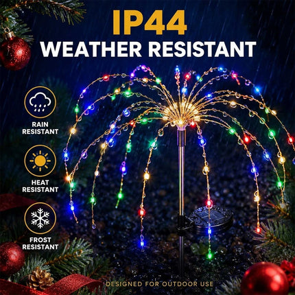 2Pcs Solar Powered Garden Outdoor Lights Firework Yard Pathway Christmas Lights