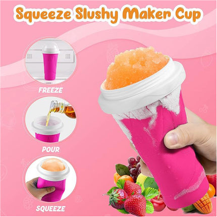 Pink Slushie Maker Cup Quick Freeze Magic Squeeze Cup Milkshake Cup Ice Cream Maker