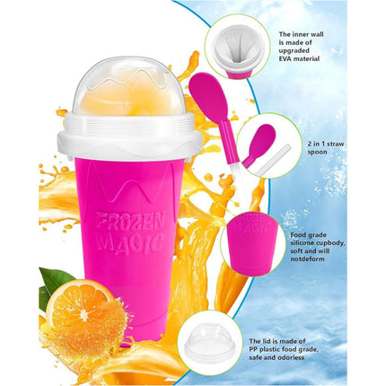 Pink Slushie Maker Cup Quick Freeze Magic Squeeze Cup Milkshake Cup Ice Cream Maker