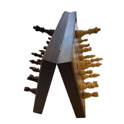 39cm Folding Wooden Chess Set Ebony & Oak Timber with Stable Pieces