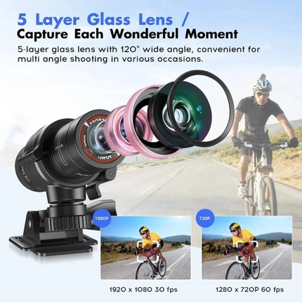 1080P HD WiFi Sports Action Camera for Cycling & Outdoor Activities, Compact Portable Video Camera