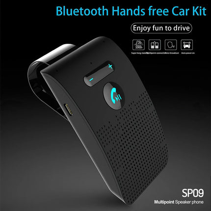 Car Bluetooth Handsfree Speaker Kit with Sun Visor Clip Mount Black Car Audio Receiver Clip-on Device