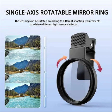 52mm Clip On CPL Filter Phone Circular Polarizing Lens with Storage Case