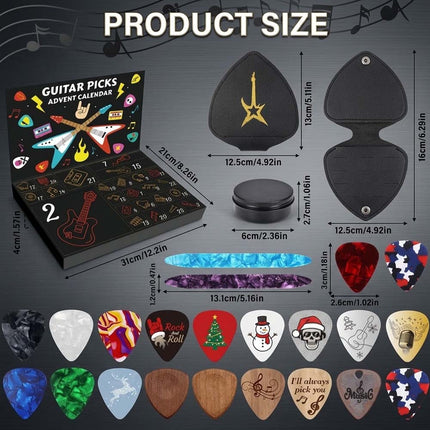 Guitar Picks Advent Calendar 24-Day Countdown Christmas Gift Guitar Players
