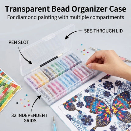 DiamondPainting Storage Containers Portable Bead Storage Organizer 32 Gird Box
