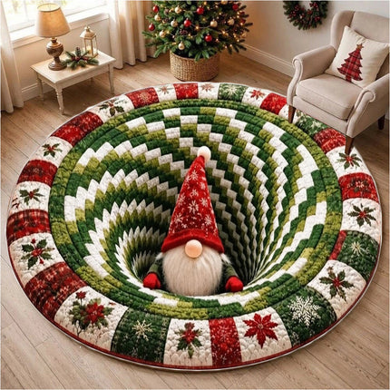 Christmas 2D Flat Printed Rug - Santa Claus Quilted Round Mat, Non-Slip Rugs 80CM
