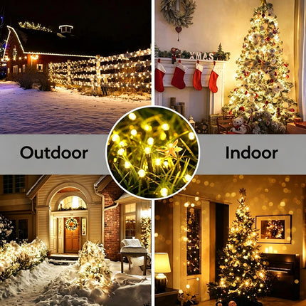 Solar String Fairy Lights Outdoor LED Party Wedding Christmas Decor Splash Resistant 2pack 200LED 22M Warm White