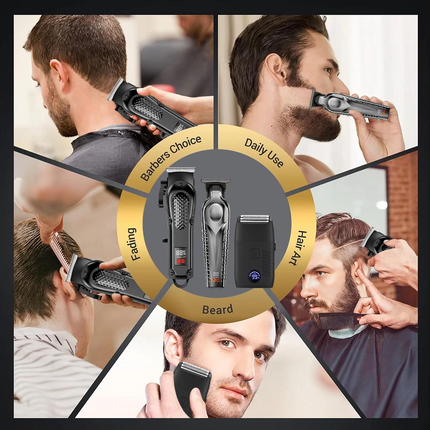 Pro Men Cordless Electric Hair Clipper Trimmer Shaver 3 Set USB Rechargeable