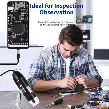 USB Digital Microscope 1600X Magnifying Tool 8 LED Light for Multi System