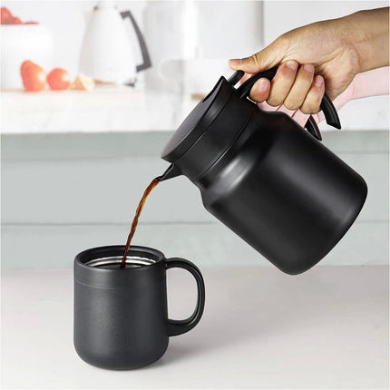 1L Stainless Steel Insulated Coffee Carafe Tea Pot with Removable Tea Strainer