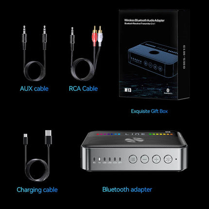 Wireless Bluetooth 5.3 Audio Transmitter Receiver HiFi Music Adapter AUX RCA NFC