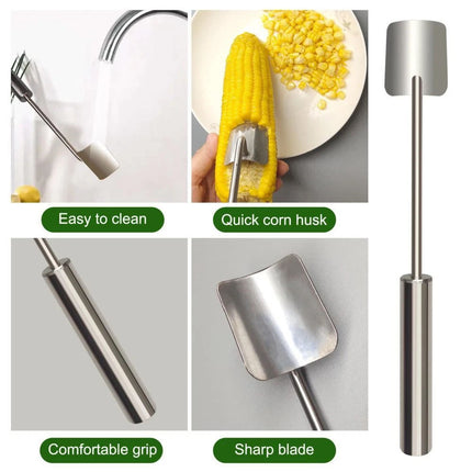 2x Stainless Steel Corn Peeler Serrated Corn Stripper Peelers Cob Shaver Cutter