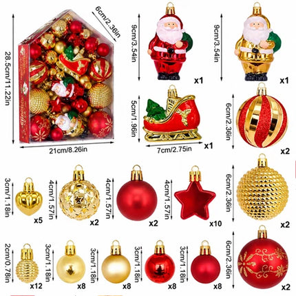 72-Piece Luxury Christmas Ornament Set - Gold and Red House-Shaped Gift Box