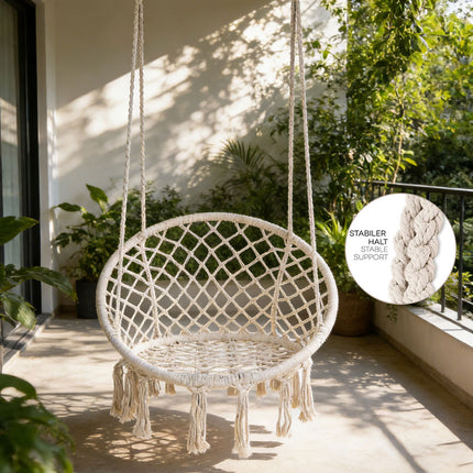 Hammock Chair Macrame Cotton Swing Bed Relax Indoor Outdoor Hanging Garden