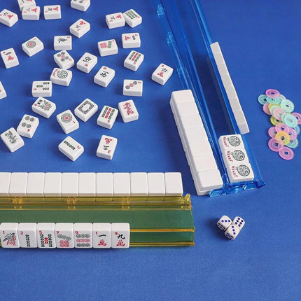 4 Pcs Mahjong Rack with Built-in Pusher Modern Mahjong Rack for American Mahjong (4pcs Clear Plastic Mahjong Push Rule)