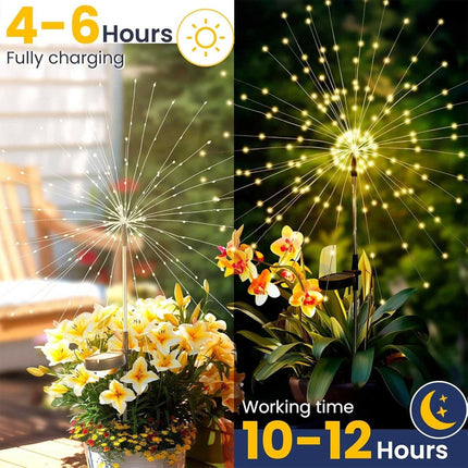 2Pack Solar Powered Garden Outdoor Lights Firework Yard Pathway Christmas Lights