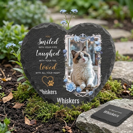 Personalized Engraved Memorial Slate Plaque Stone Heart Grave Marker Pet Dog Cat