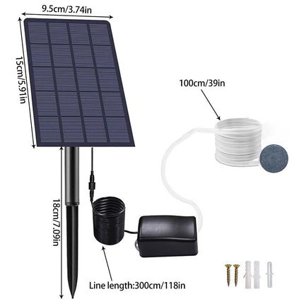 1 PCS Solar oxygen pump(1xAir Stone) Outdoor Solar Oxygenator Aquarium Pond Fish Tank Aerator Air Pump Oxygen Stone