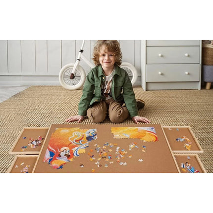 1000 Piece Puzzle Board with Drawer Cover Portable Wooden Jigsaw 29"x21.6"