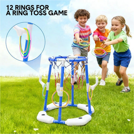 Pool Basketball Hoop Set Floating Pool Toy Game with 4 Balls 12 Circles and Pump