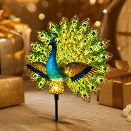 Resin Solar Garden Lights Waterproof Solar LED Peacock Figurine Light Patio