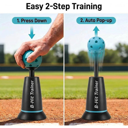 Baseball Training Tee Popper - Pops Up Balls to The Perfect Height with 3 Balls