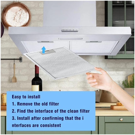 2x Filter For Range Hood Aluminized Grease Parts Replacement Silver 320X260x9mm
