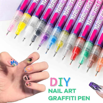 12Pcs 3D Nail Art Drawing Pen Waterproof Painting Liner Drawing Embellishing