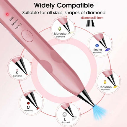 Cordless Electric Diamond Painting Pen Art Vacuum Pen Portable Rechargeable Pink