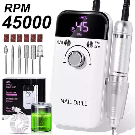 45000RPM Rechargeable Portable Nail Drill File Machine Manicure Pedicure Art