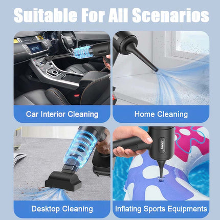 High Power 35000 PA Suction Blower Cordless Handheld Vacuum Cleaner for Home Car Brushless-Black