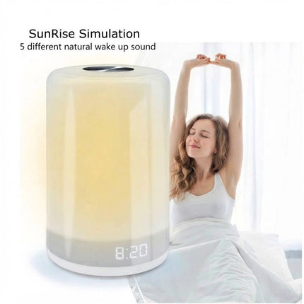 7 Color Wake up Light Sunrise Alarm Clock LED Touch Bedside Sounds Night Lamp