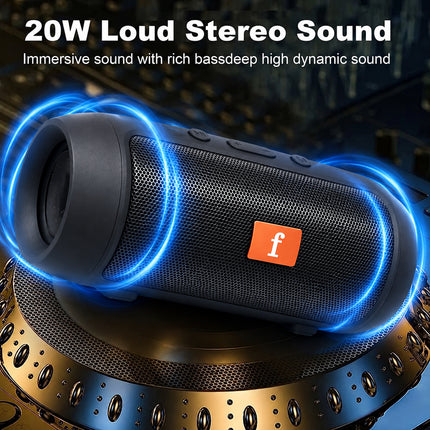 Wireless Portable Bluetooth Speaker with Stereo Sound, Bass, FM Radio, USB & TF Card Playback