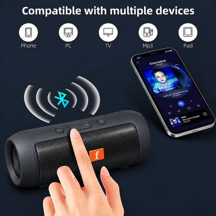 Wireless Portable Bluetooth Speaker with Stereo Sound, Bass, FM Radio, USB & TF Card Playback