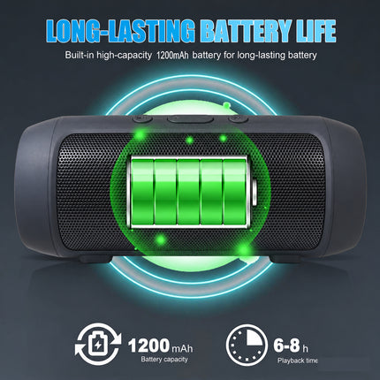 Wireless Portable Bluetooth Speaker with Stereo Sound, Bass, FM Radio, USB & TF Card Playback